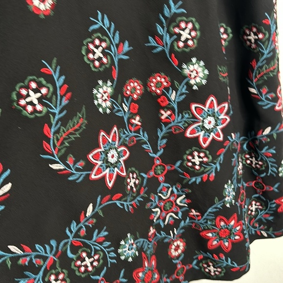 Zara black embroidered multi color midi dress size large cottage core long sleev - Picture 7 of 11
